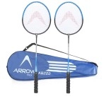 Arrowmax Professional Badminton Rackets Lightweight Badminton Racquets Set Of 2,Metal Alloy,2 Protect Case, For Beginners,Advanced Players, Men, Women, Boys, Girls, Kids (Pair-Steel-Fullsize)