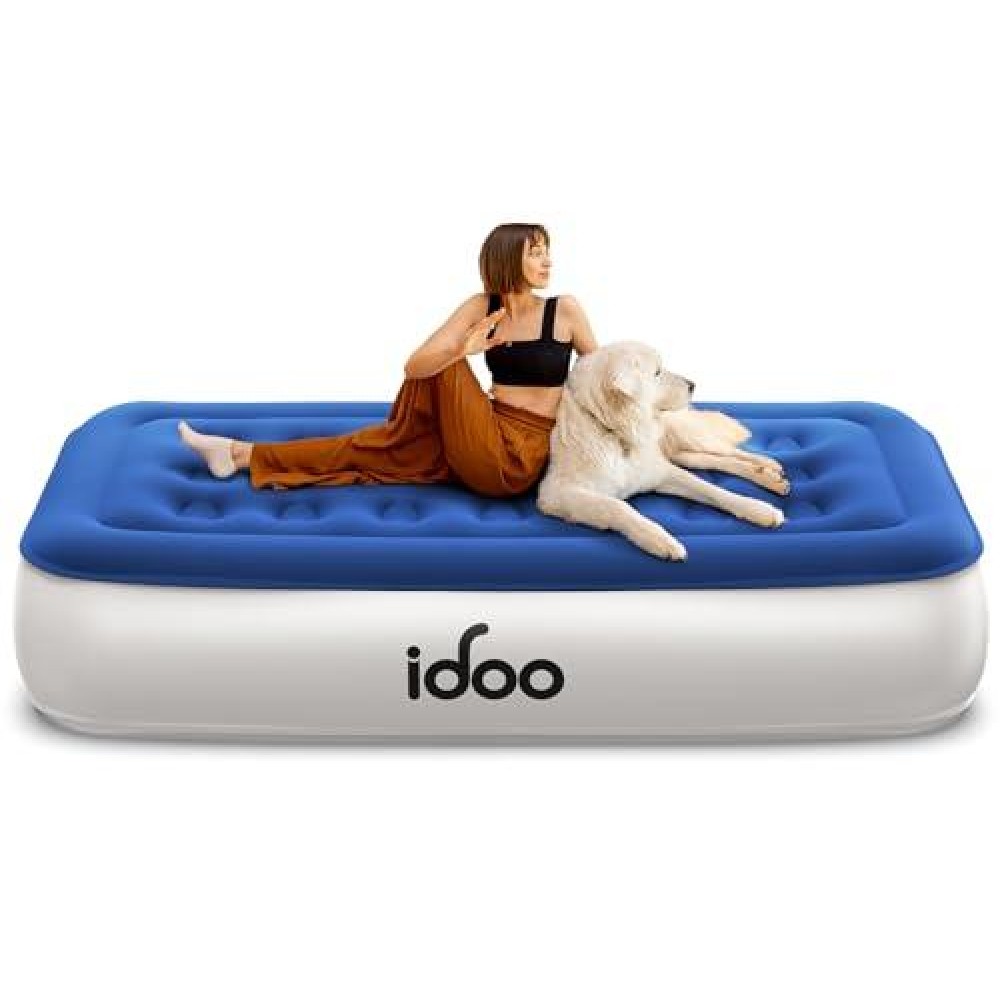 Idoo Twin Air Mattress, Air Mattress With Built In Pump, 3 Mins Quick Self-Inflation/Deflation, Comfortable Top Surface Blow Up Bed With Storage Bag For Camping & Guest - 13 High Air Bed