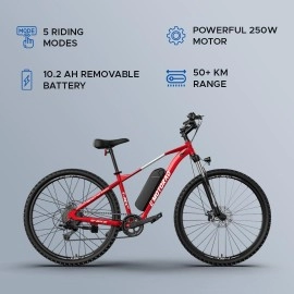 E Motorad - Ride The Electric Revolution T-Rex Air Unisex Electric Bicycle 29 Wheel Size 16.5 Sturdy High Tensile Steel Frame 250W Bldc Motor Front Suspension 7 Speed Shimano Gears - 16.50 Inch