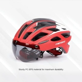 E Motorad - Ride The Electric Revolution Glideguard Helmet | Pc-Eps Construction, 27 Vents, Magnetic Goggles, Led Tail Light, Insect Resistant, Cpsc Certified, Size L (Neon) - Cycling