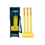 Vinson Senior Heavy Duty Cricket Stumps Set With Zipper Carry Bag For Kids & Adults, Color - Yellow, Weight - 750 Gm, No Water/Mud Needed To Increase The Weight Of The Base.