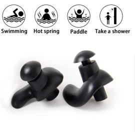 James Healthplus 1 Pair Earplugs Waterproof Soft Texture Earplugs Silicone Portable Ear Plugs For Water Sports Swimming Accessories W Storage Box (Black)