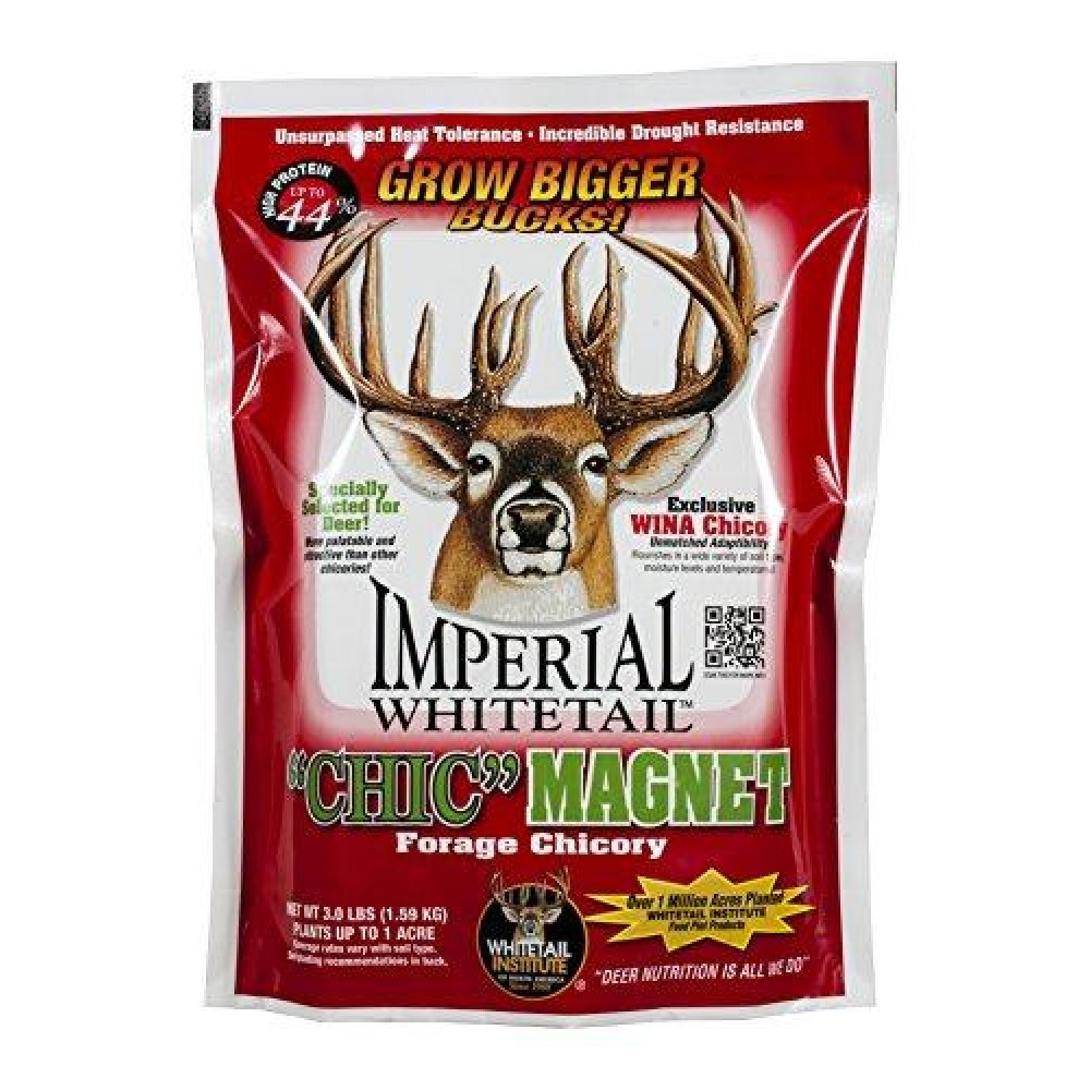 Whitetail Institute Chic Magnet Deer Food Plot Seed, WINA-100 Perennial Forage Chicory Attracts Deer and Provides Antler-Building Protein, Heat, Cold and Drought Tolerant, 3 lbs (1 Acre)