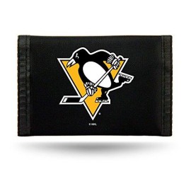NHL Rico Industries Nylon Trifold Wallet, Pittsburgh Penguins ,3 x 5-inches