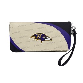 Littlearth womens NFL Baltimore Ravens curve Zip Organizer Wallet, Team color, 8 x 4 x 1