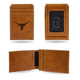 Rico Industries Laser Engraved Front Pocket Wallet, Texas Longhorns,Brown