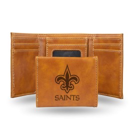 NFL Rico Industries Laser Engraved Trifold Unisex Wallet,Lightweight, New Orleans Saints, 325 x 4-inches