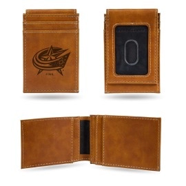 Rico Industries Laser Engraved Front Pocket Wallet, Columbus Blue Jackets