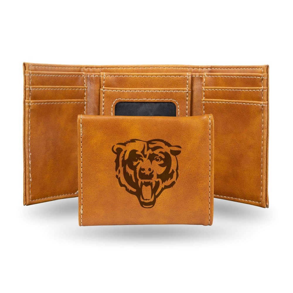 NFL Rico Industries Laser Engraved Trifold Wallet,Lightweight, chicago Bears