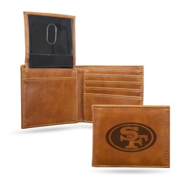 NFL Rico Industries Unisex Laser Engraved Billfold Wallet,Lightweight, San Francisco 49ers