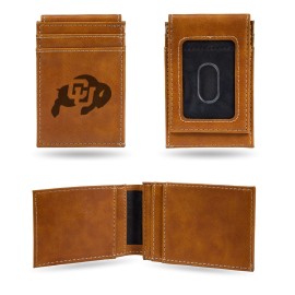 Rico Industries NCAA Laser Engraved Front Pocket Wallet, Colorado Buffaloes,Brown