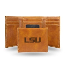 NCAA Rico Industries Laser Engraved Trifold Wallet, LSU Tigers, Brown