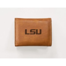 NCAA Rico Industries Laser Engraved Trifold Wallet, LSU Tigers, Brown