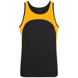 Adult Wicking Polyester Sleeveless Jersey with contrast Inserts - gOLD WHITE - S(D0102H7YQ4J)