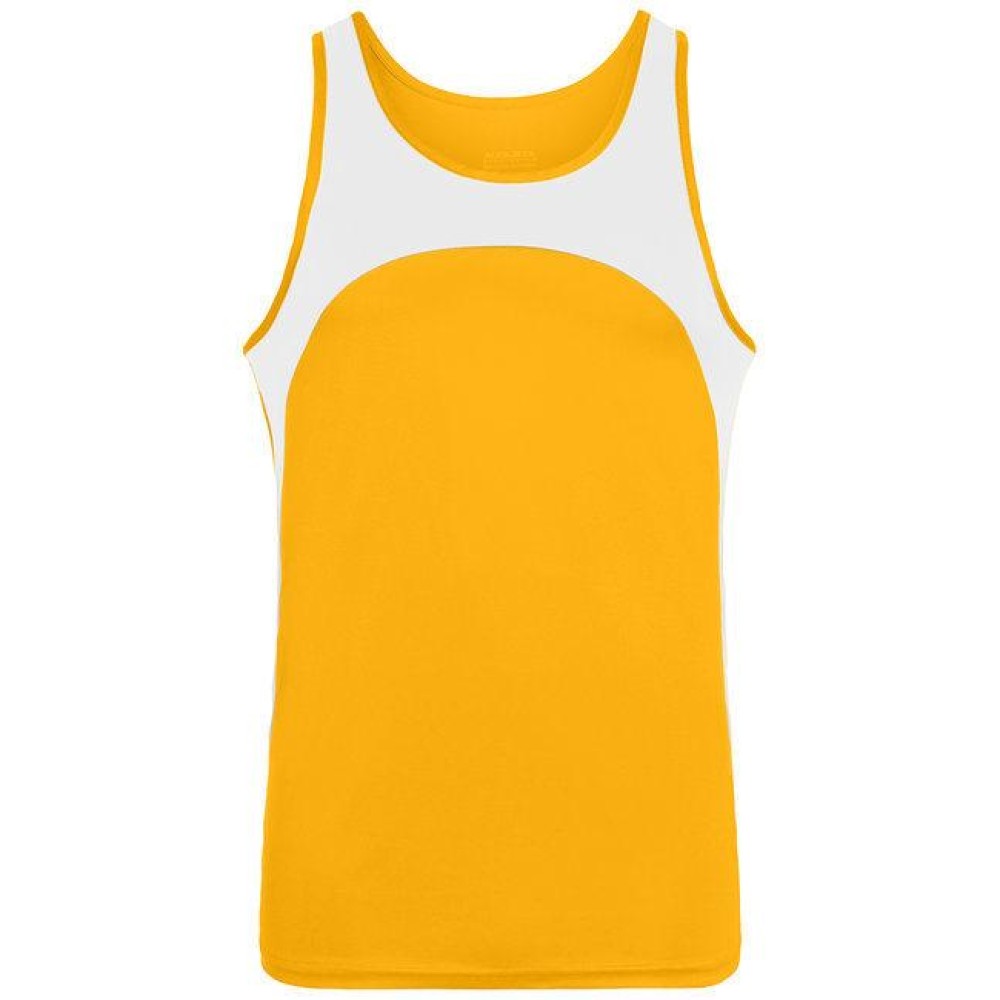 Adult Wicking Polyester Sleeveless Jersey with contrast Inserts - gOLD WHITE - S(D0102H7YQFX)
