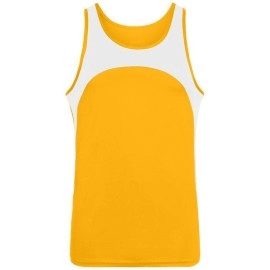 Adult Wicking Polyester Sleeveless Jersey with contrast Inserts - gOLD WHITE - S(D0102H7YQT2)
