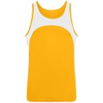 Adult Wicking Polyester Sleeveless Jersey with contrast Inserts - gOLD WHITE - S(D0102H7YQF6)