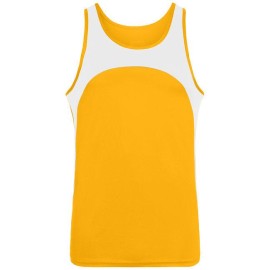 Adult Wicking Polyester Sleeveless Jersey with contrast Inserts - gOLD WHITE - S(D0102H7YQF6)