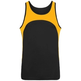 Adult Wicking Polyester Sleeveless Jersey with contrast Inserts - gOLD WHITE - S(D0102H7YQN6)
