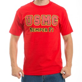 Classic Military T's, USMC, Red, L