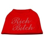 Mirage Pet Products Rich Bitch Rhinestone Pet Shirt, Large, Red