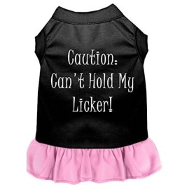 Mirage Pet Products Cant Hold My Licker Screen Print Dress Black with Light Pink Sm (10)