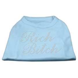 Mirage Pet Products Rich Bitch Rhinestone Pet Shirt, Small, Baby Blue