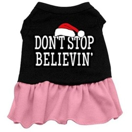 Mirage Pet Products Dont Stop Believin Screen Print Dress Black with Pink XS (8)