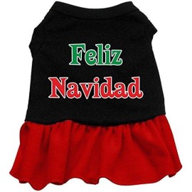 Mirage Pet Products Feliz Navidad Screen Print Dress Black with Red Med (12)