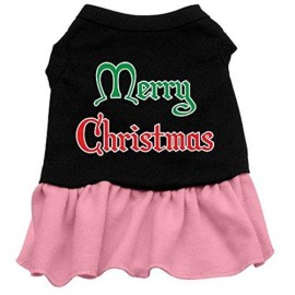 Mirage Pet Products Merry Christmas Screen Print Dress Black with Pink XXL (18)