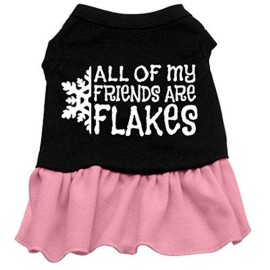 Mirage Pet Products 12-Inch All My Friends are Flakes Screen Print Dress, Medium, Black with Pink