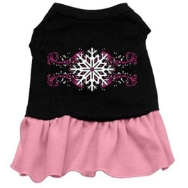 Mirage Pet Products 10-Inch Pink Snowflake Screen Print Dress, Small, Black with Pink