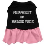 Mirage Pet Products 12-Inch Property of North Pole Screen Print Dress, Medium, Black with Pink