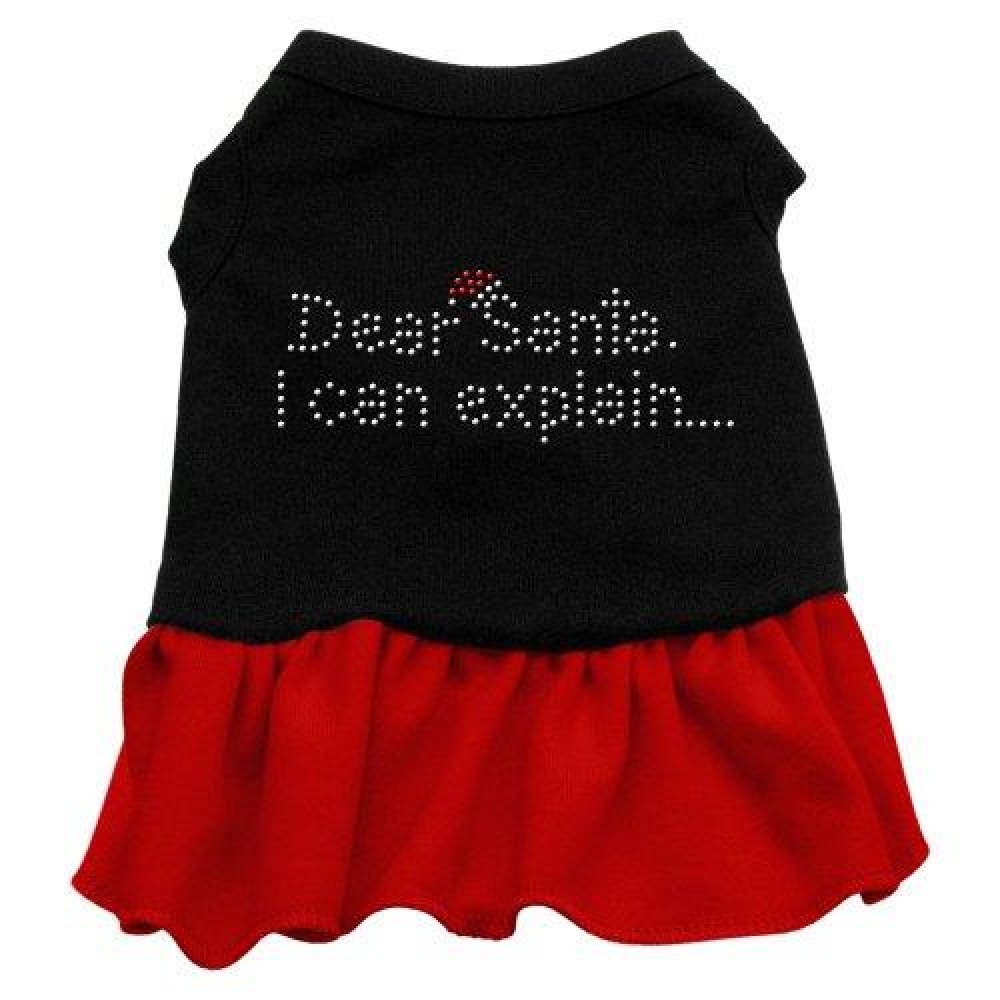 Mirage Pet Products Dear Santa Rhinestone 18-Inch Pet Dress, XX-Large, Black with Red