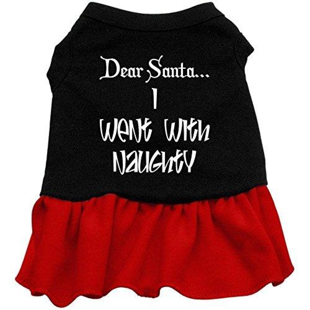 Mirage Pet Products 20-Inch Went with Naughty Screen Print Dress, 3X-Large, Black with Red