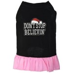 Mirage Pet Products 14-Inch Dont Stop Believing Screen Print Dress, Large, Black with Pink