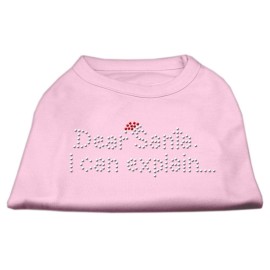 Mirage Pet Products 18-Inch Dear Santa I can Explain Rhinestone Print Shirt for Pets XX-Large Light Pink