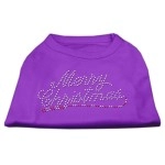 Mirage Pet Products 8-Inch Merry christmas Rhinestone Print Shirt for Pets X-Small Purple