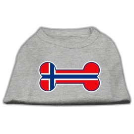 Mirage Pet Products 14-Inch Bone Shaped Norway Flag Screen Print Shirts for Pets Large grey