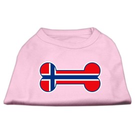 Mirage Pet Products 14-Inch Bone Shaped Norway Flag Screen Print Shirts for Pets Large Light Pink