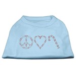 Mirage Pet Products 14-Inch Peace Love and candy canes Print Shirt for Pets Large Baby Blue