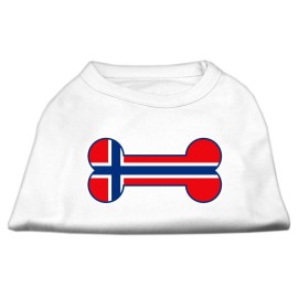 Mirage Pet Products 14-Inch Bone Shaped Norway Flag Screen Print Shirts for Pets Large White