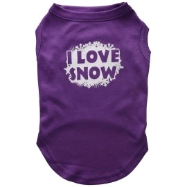 Mirage Pet Products 14-Inch I Love Snow Screenprint Shirts for Pets Large Purple