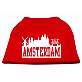 Mirage Pet Products 12-Inch Amsterdam Skyline Screen Print Shirt for Pets Medium Red