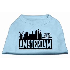 Mirage Pet Products 10-Inch Amsterdam Skyline Screen Print Shirt for Pets Small Baby Blue