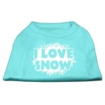 Mirage Pet Products 10-Inch I Love Snow Screenprint Shirts for Pets Small Aqua