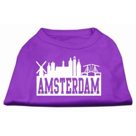 Mirage Pet Products 10-Inch Amsterdam Skyline Screen Print Shirt for Pets Small Purple