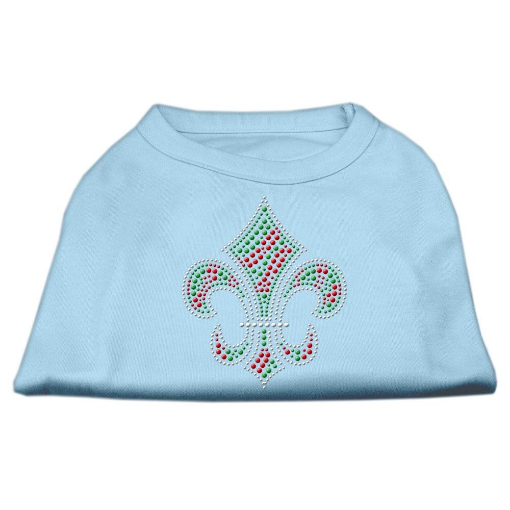 Mirage Pet Products 18-Inch Holiday Fleur de Lis Rhinestone Print Shirt for Pets XX-Large Baby Blue