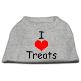 Mirage Pet Products 8-Inch I Love Treats Screen Print Shirts for Pets X-Small grey