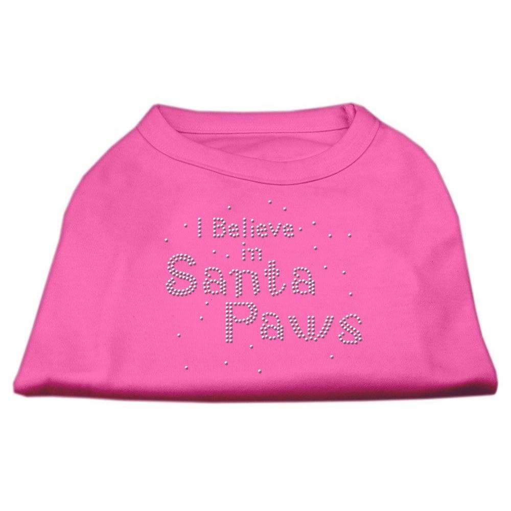 Mirage Pet Products 14-Inch I Believe in Santa Paws Print Shirt for Pets Large Bright Pink